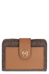 Michael Kors Compact Coated Canvas Wallet With Multiple Pockets In Brown