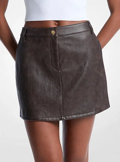 Michael Kors Coated Viscose Blend Mini Skirt In Brown