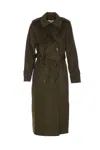Michael Kors Double-breasted Long Coat Belted At Waist In Black