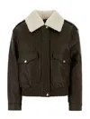 Michael Kors Dark Brown Synthetic Leather Jacket In Brown