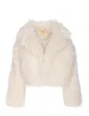 Michael Kors Crop Faux Fur Peacoat In Multi