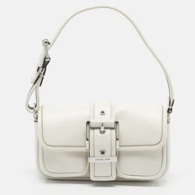 Pre-owned Michael Kors Colby Extra-small White Leather Flap Shoulder Bag
