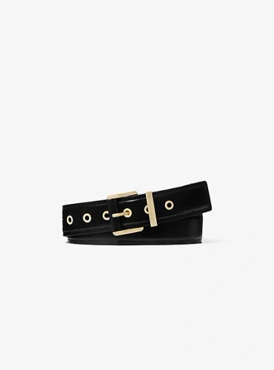 Michael Kors Colby Leather Belt In Black