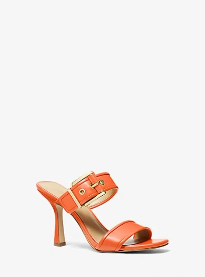 Michael Kors Colby Leather Sandal In Orange