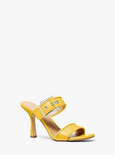 Michael Kors Colby Leather Sandal In Yellow