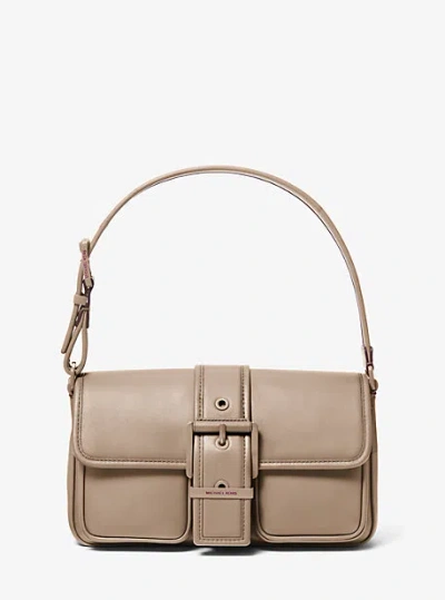 Michael Kors Colby Medium Leather Shoulder Bag In Natural