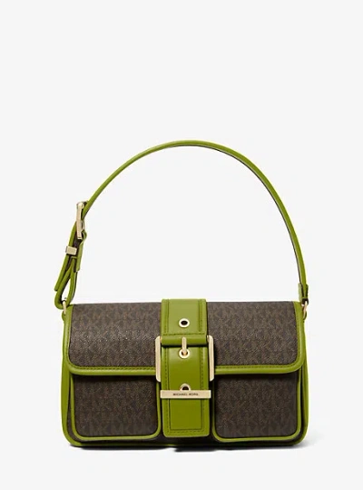 Michael Kors Colby Medium Signature Logo Shoulder Bag In Green