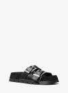 Michael Kors Colby Suede And Leather Flat Sandal In Black
