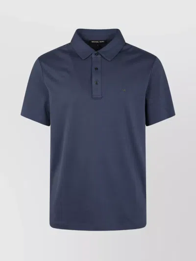 Michael Kors Collared Shirt With Short Sleeves In Blue