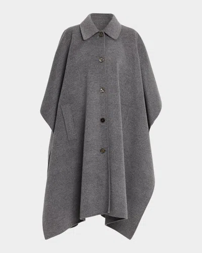 Michael Kors Collared Wool Poncho Coat In Gray