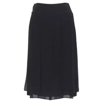 Michael Kors Collection 100% Silk Flapper Hem Knee Length Skirt Us0 25" In Black