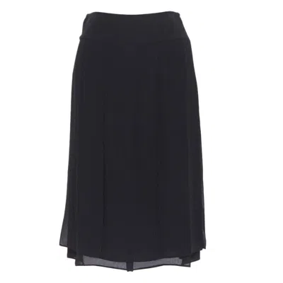 Pre-owned Michael Kors Collection 100% Silk Flapper Hem Knee Length Skirt Us0 25" In Black