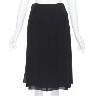 Pre-owned Michael Kors Collection 100% Silk Flapper Hem Knee Length Skirt Us0 25" In Black