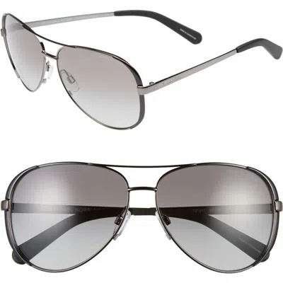 Michael Kors Collection 59mm Aviator Sunglasses In Gunmetal/black/grey Gradient