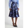 Michael Kors Collection Abstract Floral Print Dance Skirt In Blue