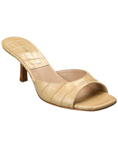 Michael Kors Collection Anita Runway Croc-embossed Leather Sandal In Brown