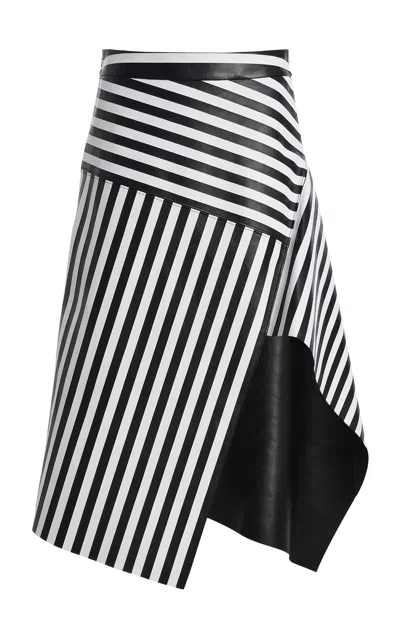 Michael Kors Collection Asymmetric Leather Midi Skirt In Black