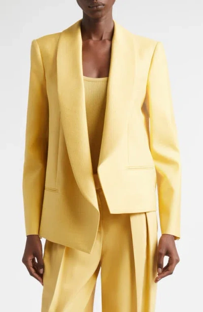 Michael Kors Collection Asymmetric Open Front Silk Canvas Blazer In Yellow