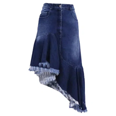 Michael Kors Collection Asymmetric Skirt In Blue Denim
