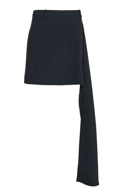 Michael Kors Collection Asymmetric Streamer Crepe Mini Skirt In Black