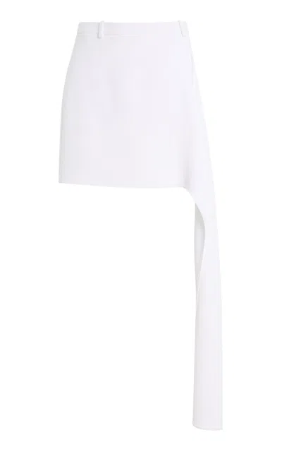 Michael Kors Collection Asymmetric Streamer Crepe Mini Skirt In White