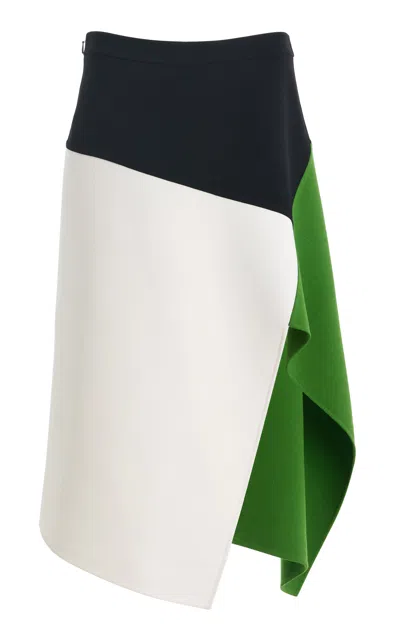 Michael Kors Collection Asymmetric Wool Midi Skirt In Multi