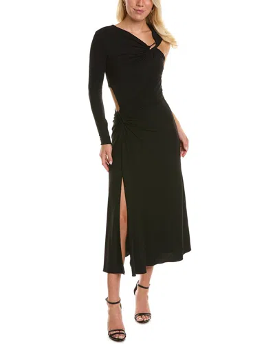 Michael Kors Collection Asymmetrical Midi Dress In Black