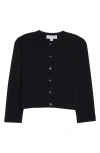 Michael Kors Crewneck Matte Viscose Crop Cardigan In Black