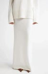 Michael Kors Collection Back Slit Cashmere Blend Maxi Sweater Skirt In Optic White