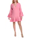 Michael Kors Collection Barath Bell-sleeve Wool-blend Dress In Pink