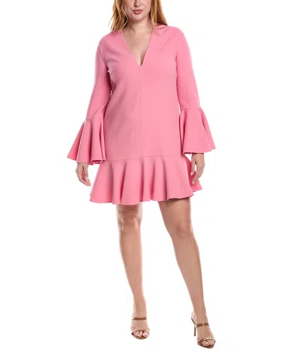 Michael Kors Collection Barath Bell-sleeve Wool-blend Dress In Pink