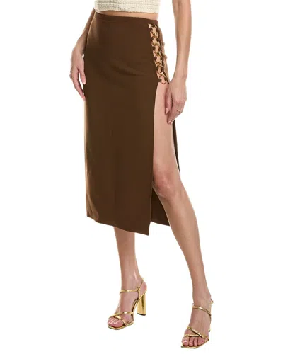 Michael Kors Collection Barathea Wool-blend Ring Skirt In Brown