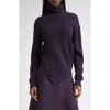 Michael Kors Collection Bias Hem Cashmere Turtleneck Sweater In Purple