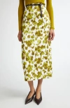 Michael Kors Floral-print Skirt In Moss/optic White