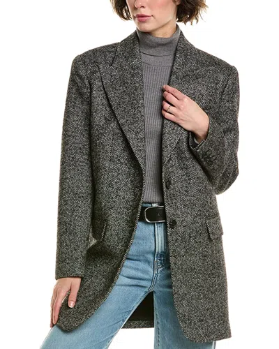 Michael Kors Collection Boyfriend Wool & Silk-blend Blazer In Green