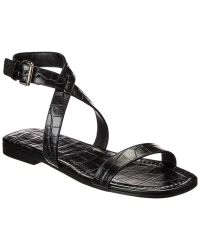 Michael Kors Collection Bridgette Croc-embossed Leather Sandal In Black