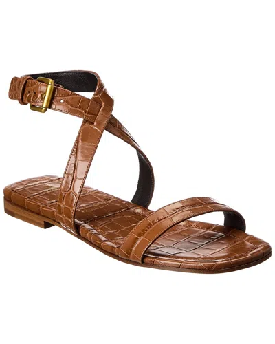 Michael Kors Collection Bridgette Croc-embossed Leather Sandal