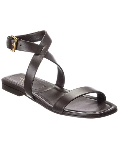 Michael Kors Collection Bridgette Leather Sandal In Brown