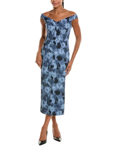 Michael Kors Collection Cady Floral Gown In Blue
