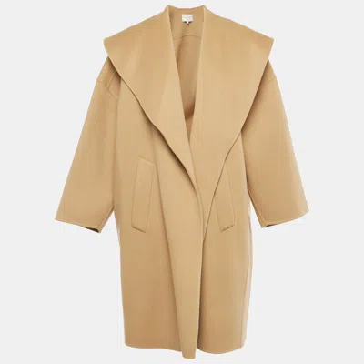 Pre-owned Michael Kors Collection Camel Brown Open Front Melton Clutch Coat S