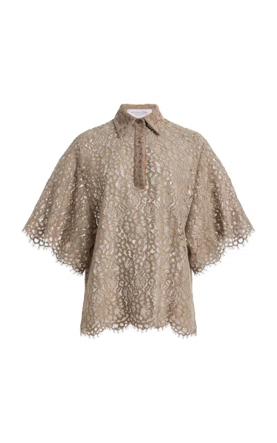 Michael Kors Collection Camp Lace Shirt In Neutral
