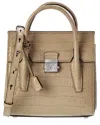 Michael Kors Collection Campbell Mini Croc-embossed Leather Satchel In Neutral