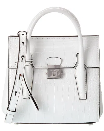 Michael Kors Collection Campbell Mini Croc-embossed Leather Satchel In White