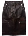 Michael Kors Collection Cargo Leather Pencil Skirt In Brown