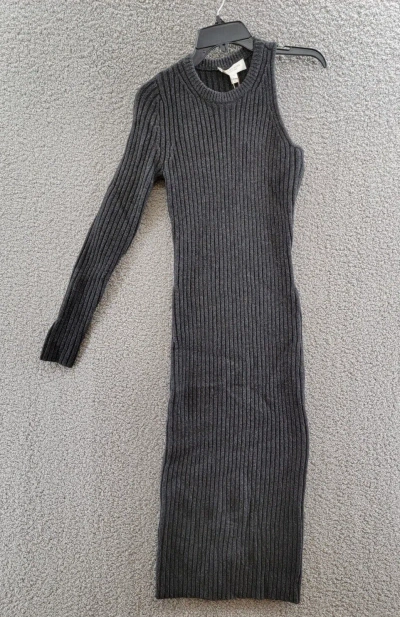 Pre-owned Michael Kors Collection Cashmere Blend One Sleeve Dress Women's S Charcoal Mel In Gray