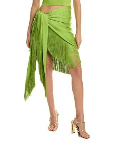 Pre-owned Michael Kors Collection Charmeuse Fringe Sarong Women's In Green