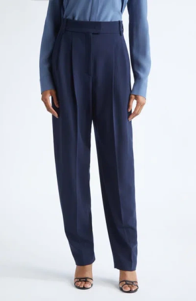 Michael Kors Collection Chase High Waist Wool Tapered Pants In Blue