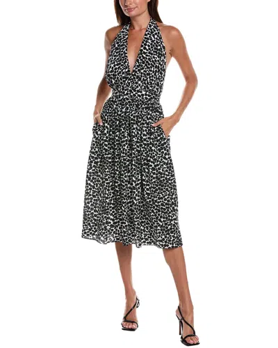 Michael Kors Collection Cheetah Silk Halter Dress In Black