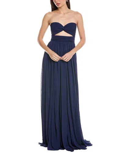 Michael Kors Collection Chiffon Gown In Blue