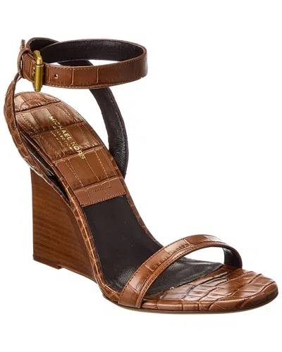 Michael Kors Collection Claudia Croc-embossed Leather Wedge Sandal